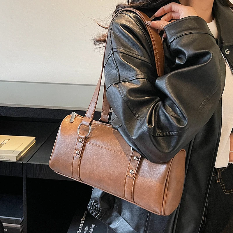 

Tote Bag for Women Vintage PU Leather Underarm Bag Soft 2026 New Trend Simple Shoulder Bag for Daily Use Handbags and Purses