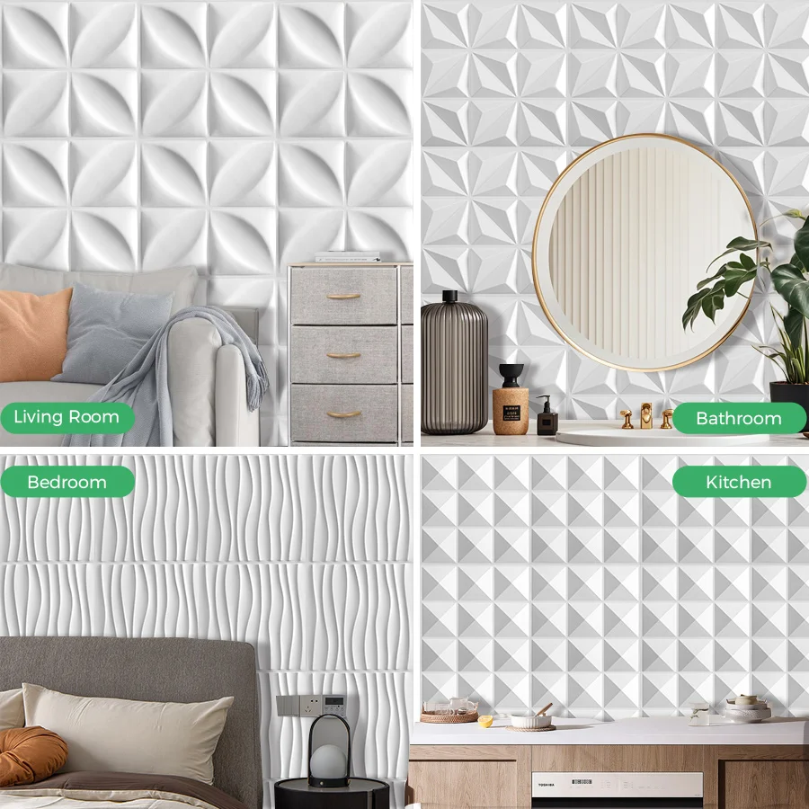 6/12Pcs 3D Wall Panels, Pvc Interior Wall Decor for 11.8\