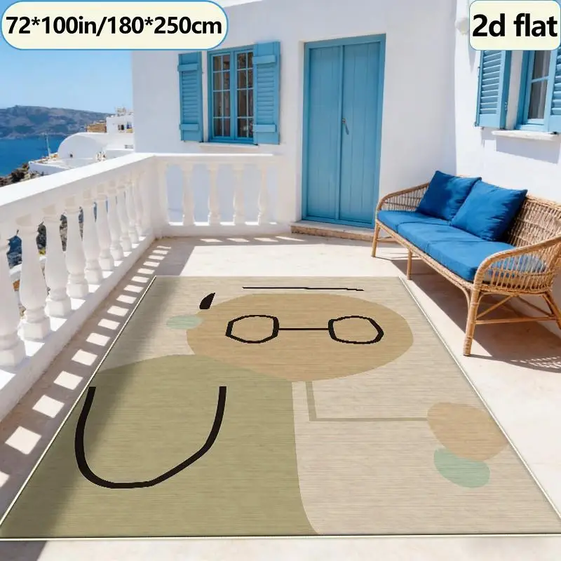 Minimalist Bohemian Style Abstract Line Carpet, Non-Slip Carpet, Decorative Floor Mat Suitable for Study Room, Home Interior Decoration
