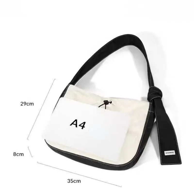 MBTI Nylon Kuromi Womens Shoulder Bag College Style Original Fashion Casual Messenger Bag Large Capacity Youth Female Handbag