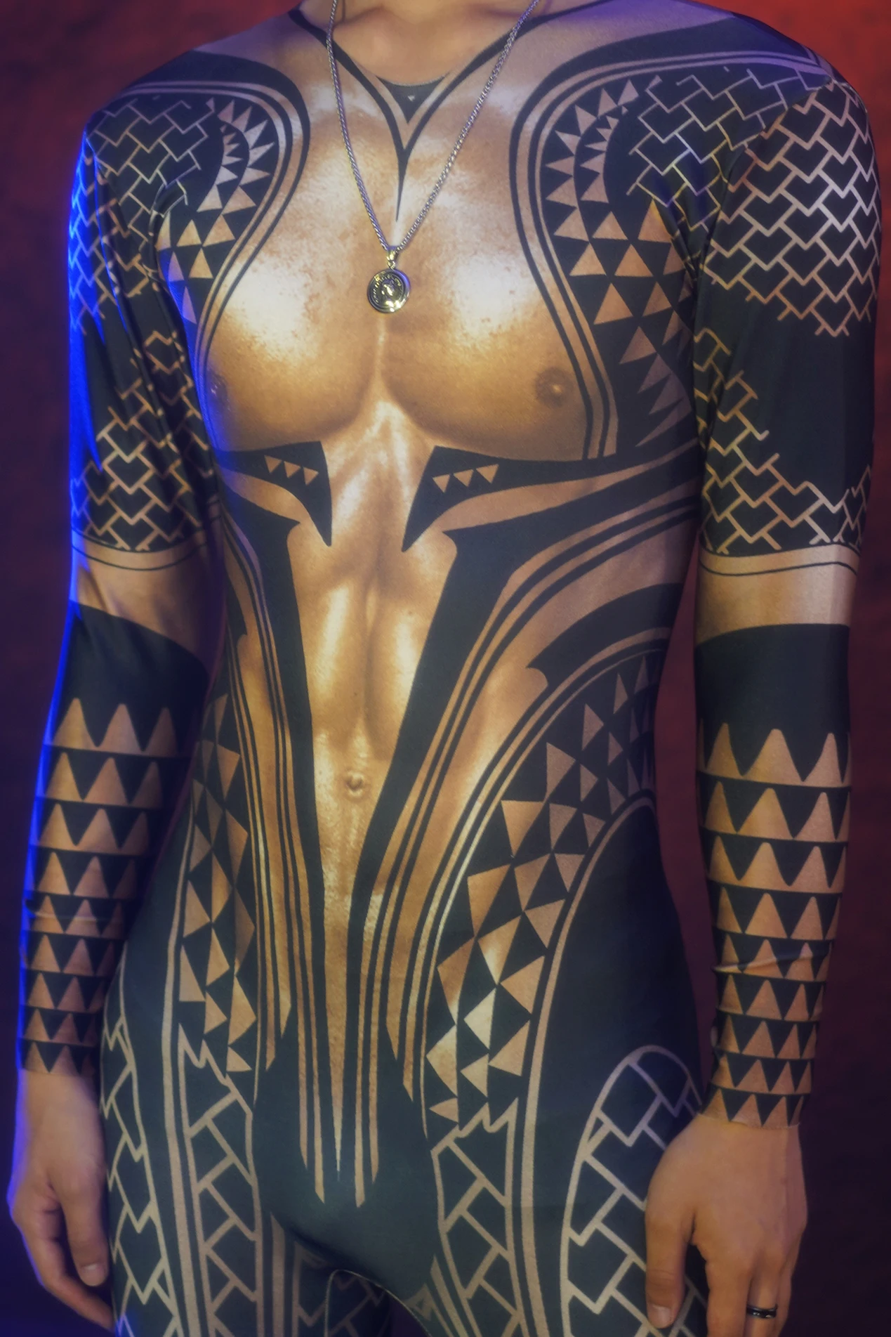 Tatuajes estampados a la moda para hombre, ropa interior ajustada, monos para adultos, baile en escenario, actuación en club nocturno, Carnaval
