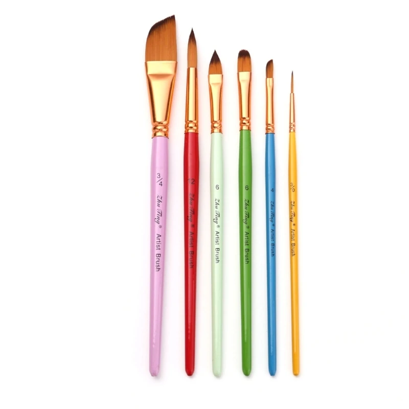 

6PCS Portable Paint Brush for Beginner Watercolor Gouache Painting Coloring