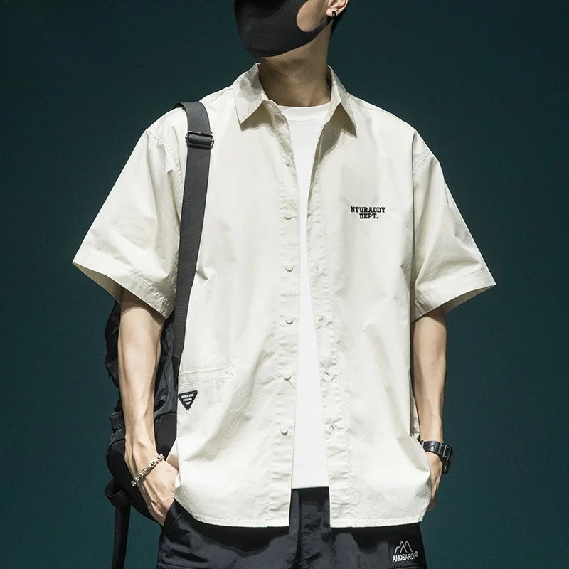 

Summer Casual Loose Cotton Short Sleeve Shirt Men's Pure Cotton Casual Shirt Half Sleeve Loose Large Size Collar Top Men's Wear