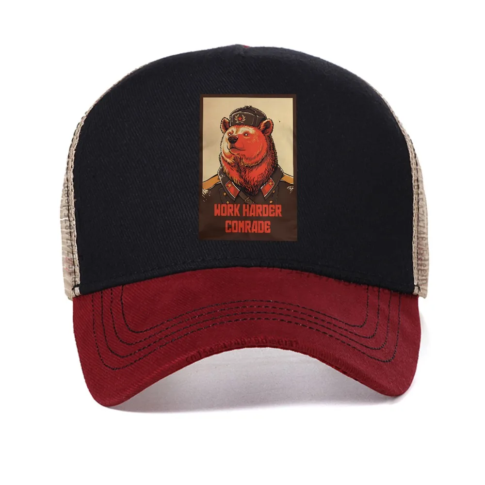 Work Harder Comrade The Soviet Union Men mesh baseball cap summer Casual Breathable sun hats adjustable Cool Snapback hats