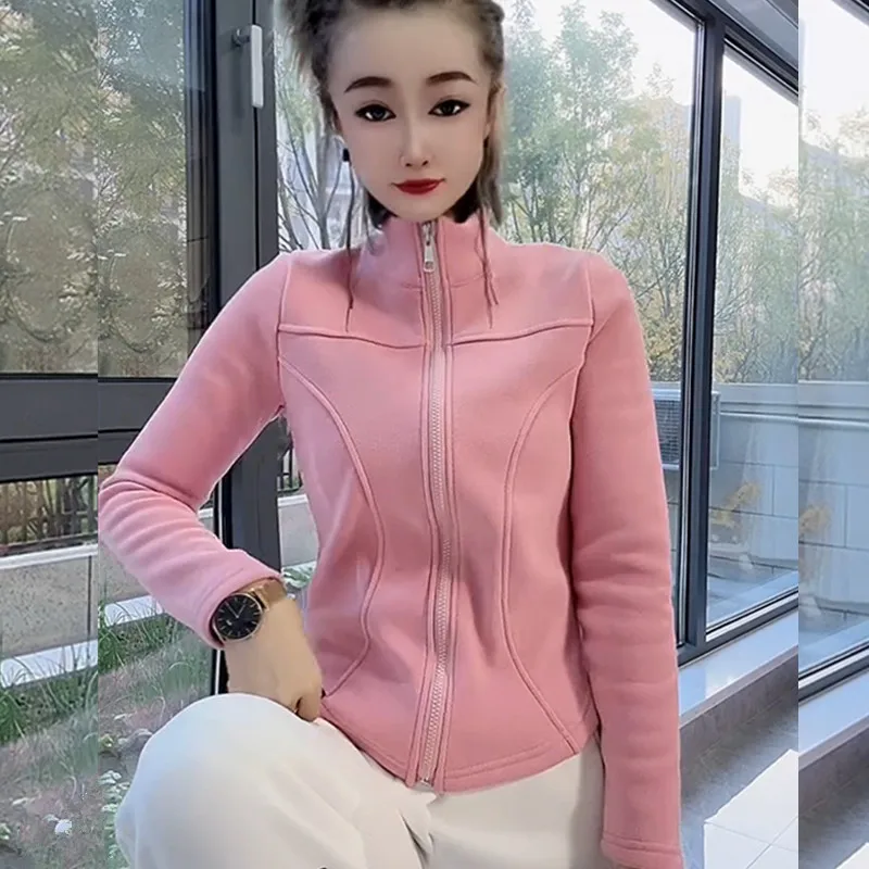 

Spring Autumn Fashion Solid Zipper Sweatshirts Coat Women Korean Slim Warm Outwear Ladies Casual Patchwork Short Jacket L-4XL