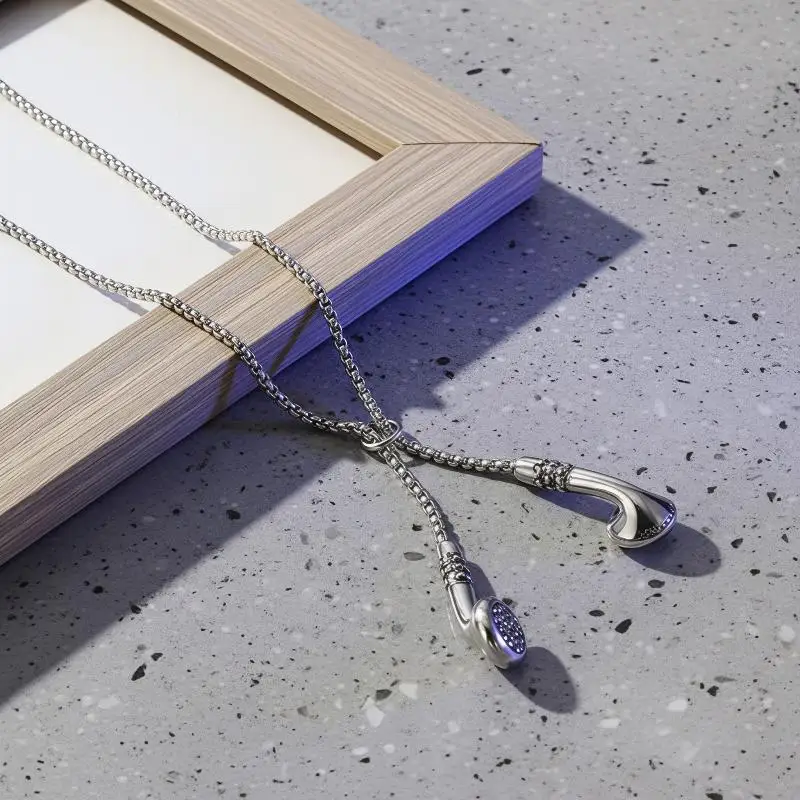 Rhinestone Inlaid Earphone Pendant Necklace Gold Silver Options Perfect For Hip Hop Street Wear Daily Outfit Accessories