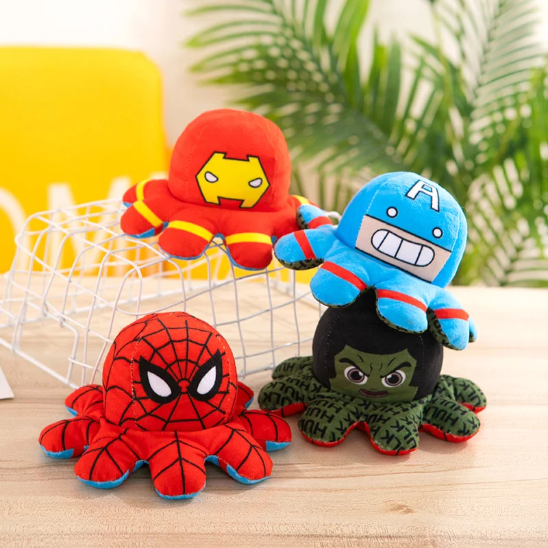 Hot Marvel Plush Doll Avengers Spiderman Iron Man Captain America Hulk Octopus That Can Be Flipped Creative Cartoon Toy Gift！！！