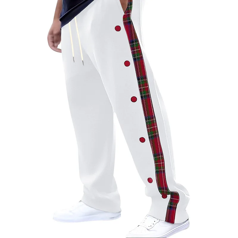 American Style Fashion Men's Color-coded Spliced Breasted Drawstring Casual Trendy Loose Wide Leg Outdoor Trousers Male Pants