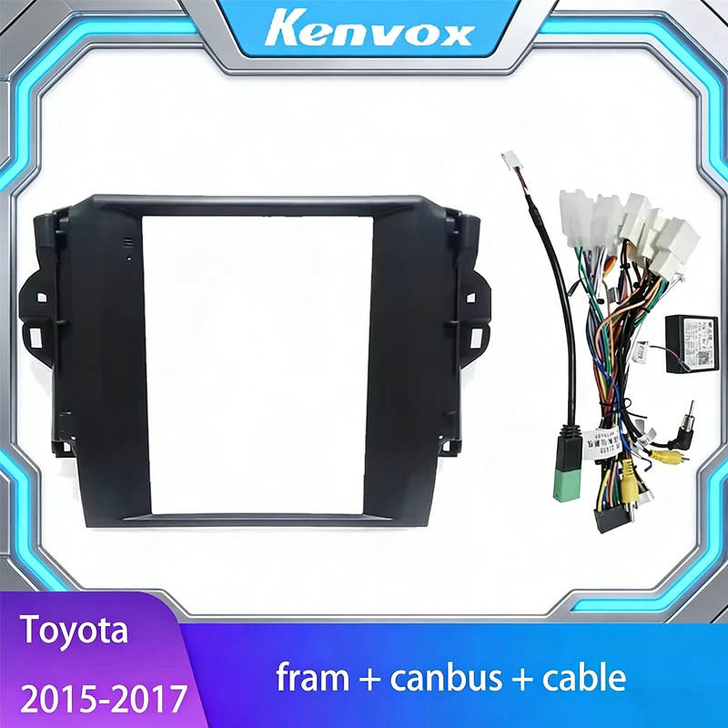 

9.7" Vertical Screen Car Radio Fascia Frame for Toyota 2015-2017 Fortuner Dash Kit Install Panel wire harness Adapter
