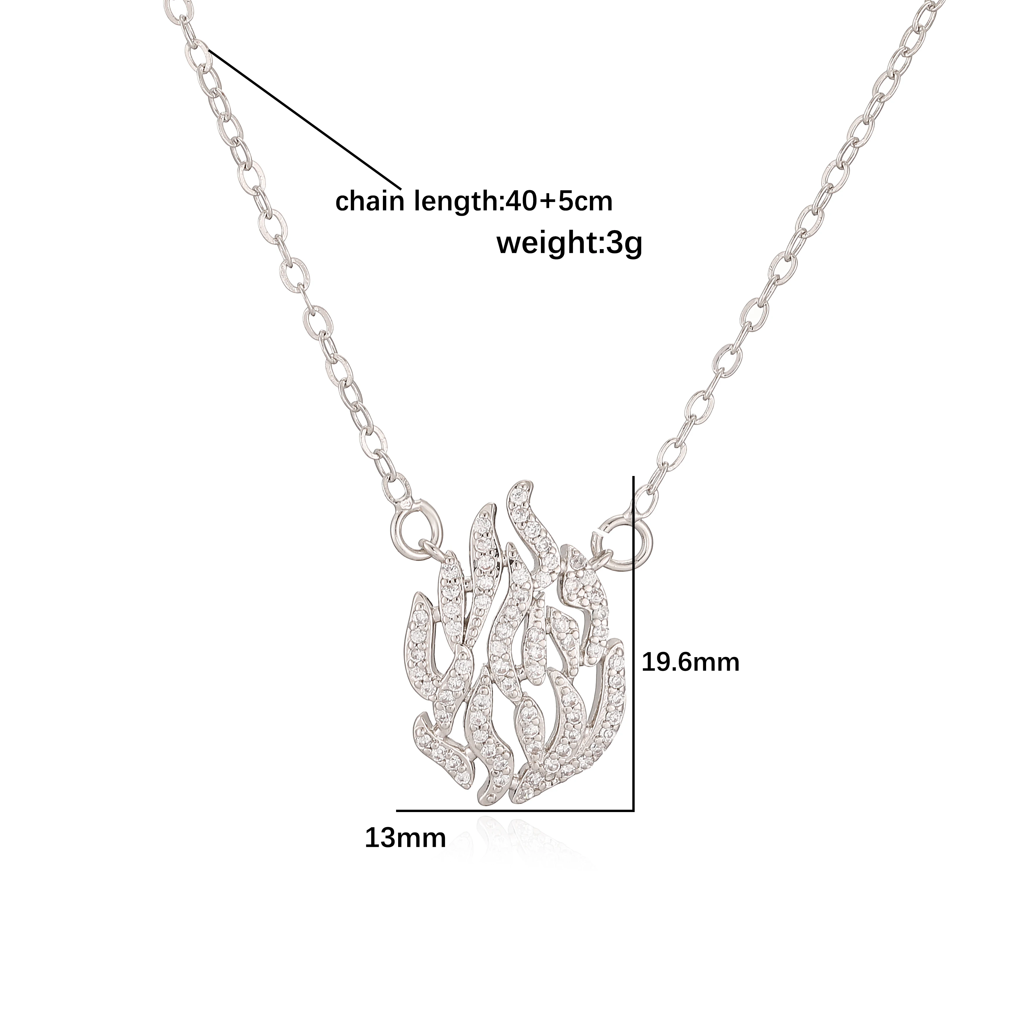 18K vergoldete, flammenförmige Kupfer-Halskette mit Zirkonia-Steinen, zarte, minimalistische Unisex-Paarhalskette – Detail 3