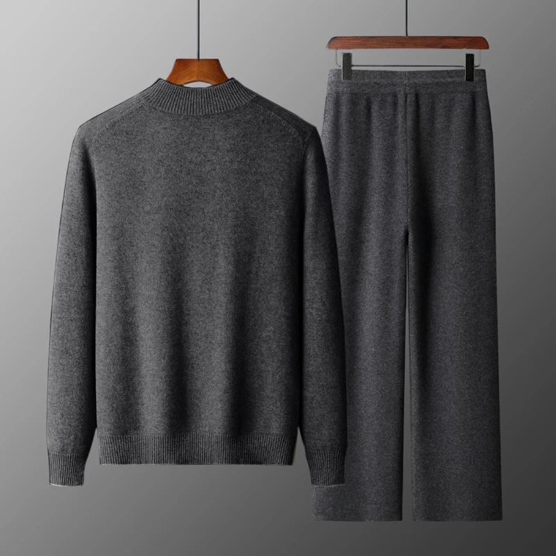 MVLYFLRT мужской вязаный кардиган из мериносовой шерсти с полумолнией, повседневный спортивный костюм, длинные брюки, модные 24592512