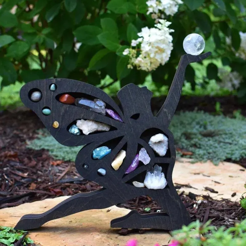 

Dark Brown Moon Faerie Shelf PVC Angle Fairy Heart Star Lunar Eclipse Crystal Living Room Home Decor