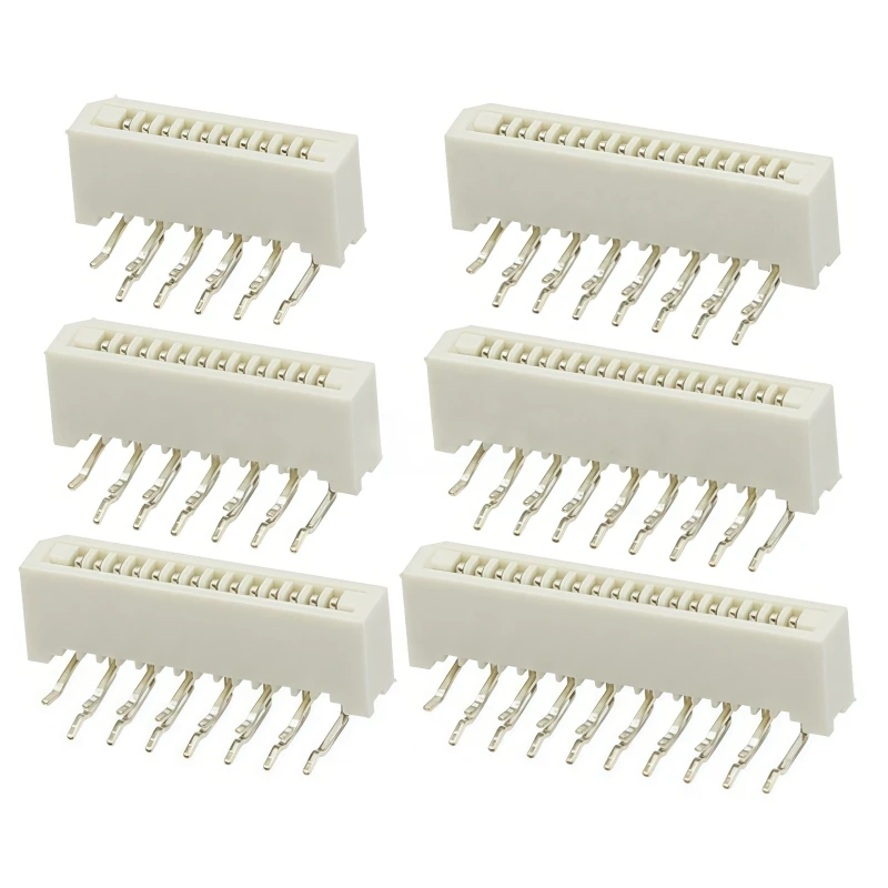 10PCS 1.0MM Pitch FPC FFC Socket Right Angle Bent Pin Single Side Contact Non-ZIF FPC Connector 4P 5P 6P 8P 10P 12P to 22Pin