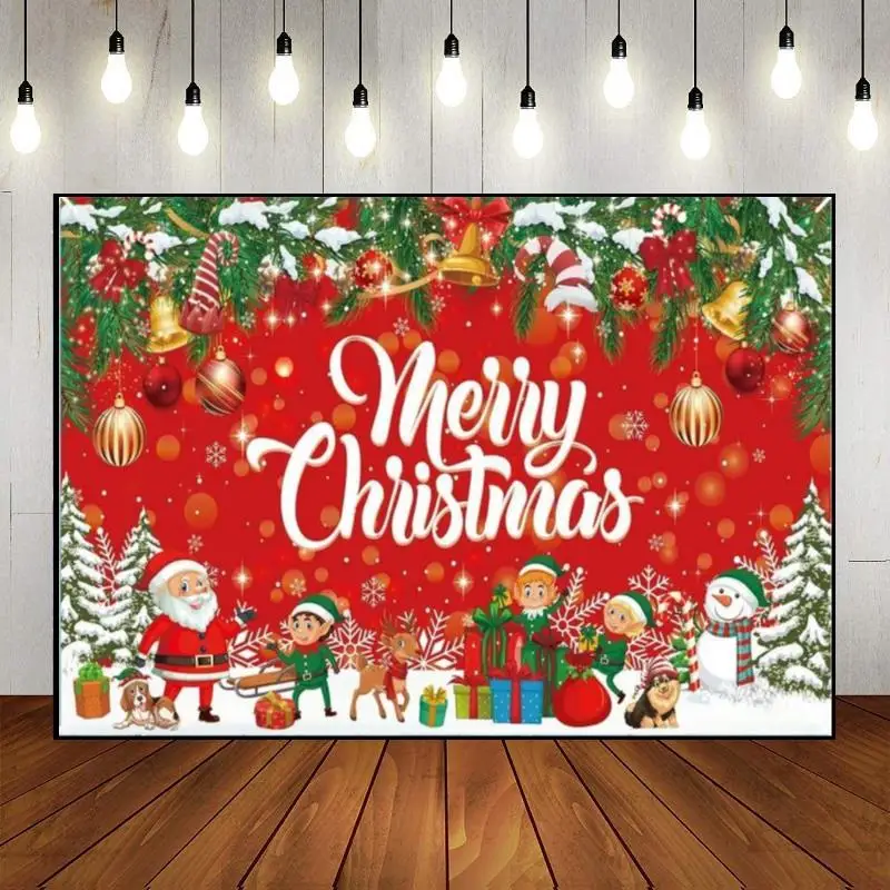 Merry Christmas Fairy Tales Photo Background Lights Photography Backdrops Banner Custom Birthday Backdrop Baby Shower Jesus Snow