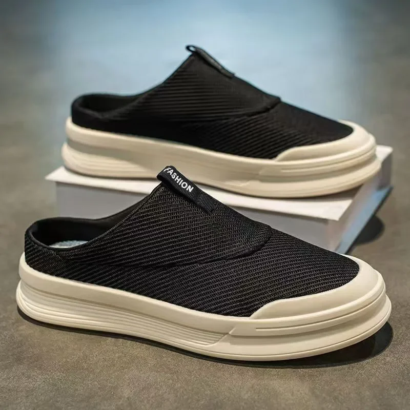 Men Mule Slippers Spring Autumn Outdoor Breathable Slip On Backless Closed Toe Office Home Bedroom Casual Shoes
