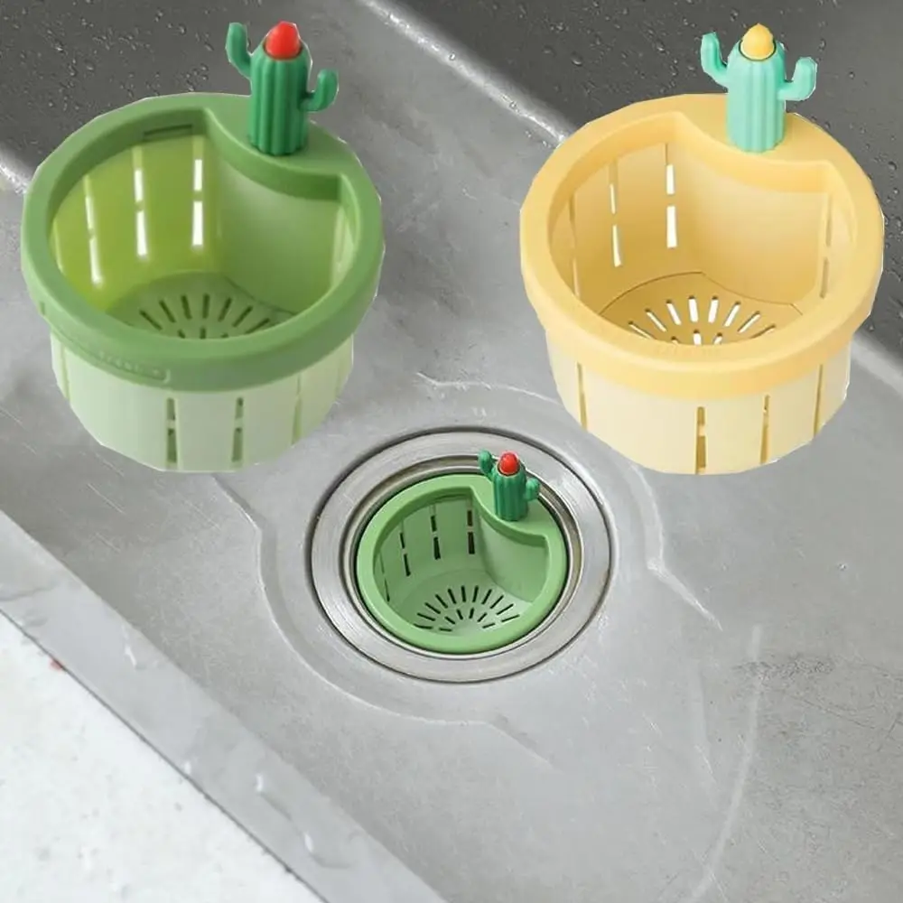 Cactus Kitchen Sink Drain Strainer Self-Cleaning Kitchen Sink Strainer, Press Automatic Dumping Basket Multi- Filter Net Lifting