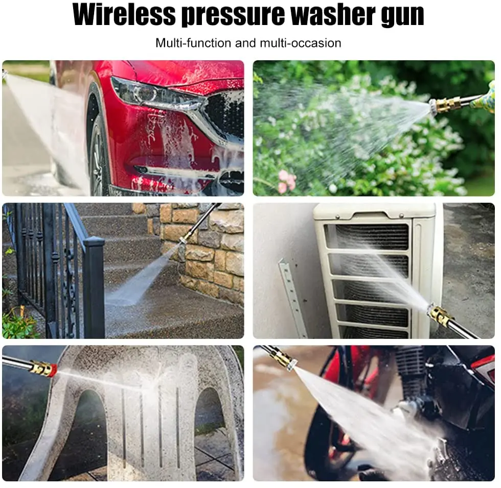 Cordless High Pressure Washer Car Wash Car Washers Rechargeable Washing Spray Gun Battery Sprayer Water Gun For Auto Home Garden