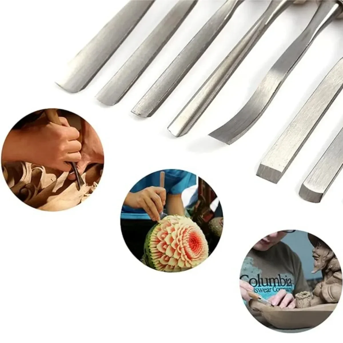 Wood Carving Chisel Set 12pcs Full Size Knife Gouge Woodworking Tools Kit Pouch