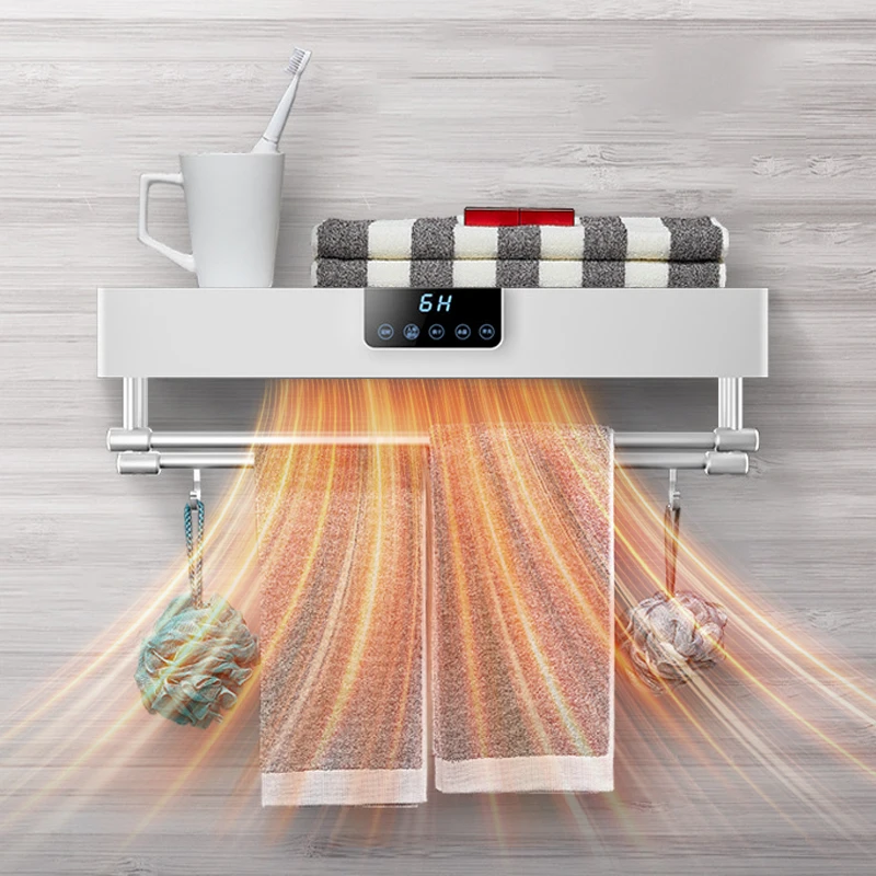 

Bathroom Smart Electric Heated Towel Rack with UV Light and Timer Wall-Mounted 2 Bars 60cm Lengthpromote sales