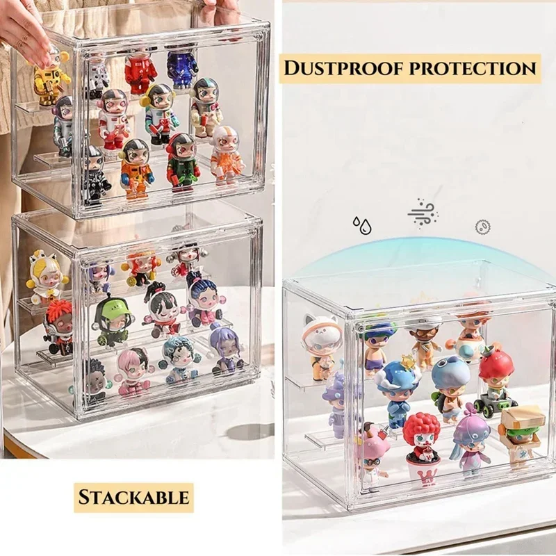 

Clear Acrylic 3-Tier Display Showcase | Stackable Protective Case with Magnetic Door for Action Figures