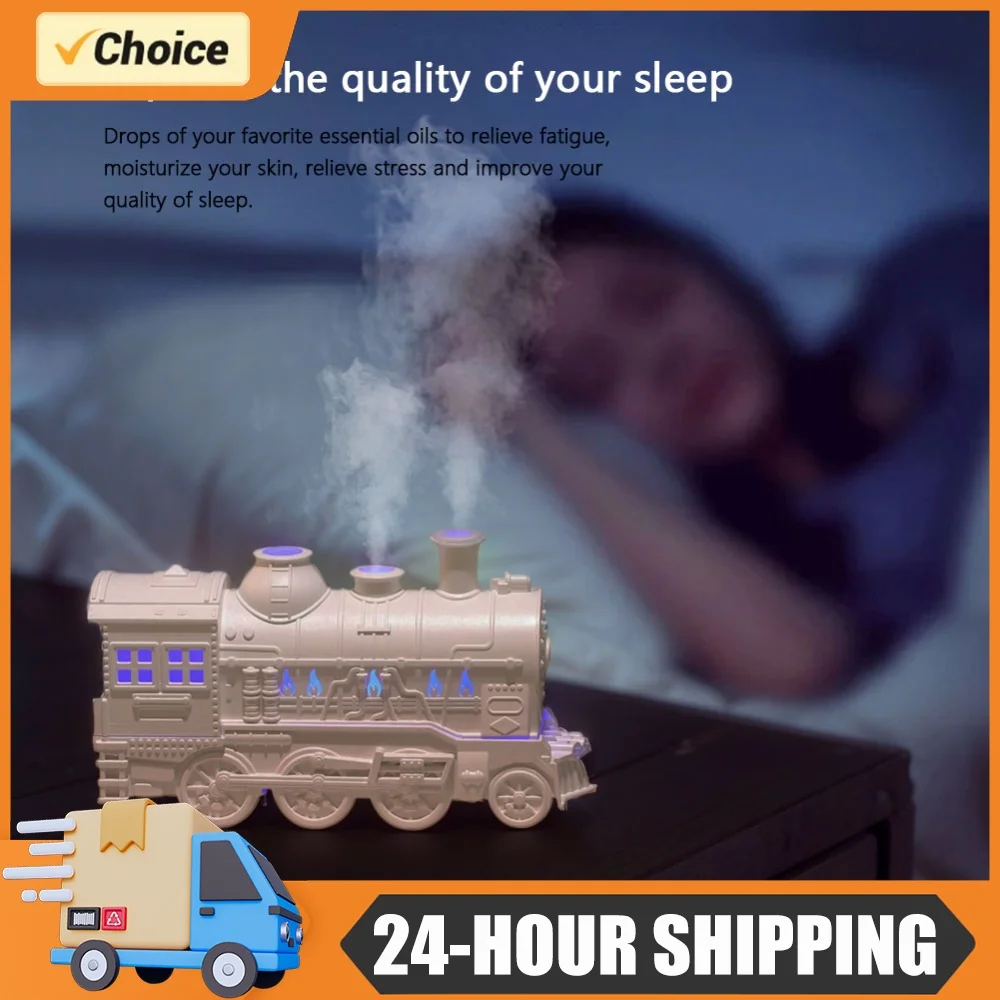 300ml Mini Train Shape Humidifier with Light Portable Mini Humidifier Remote Control Magic Train Humidifier for Home Office