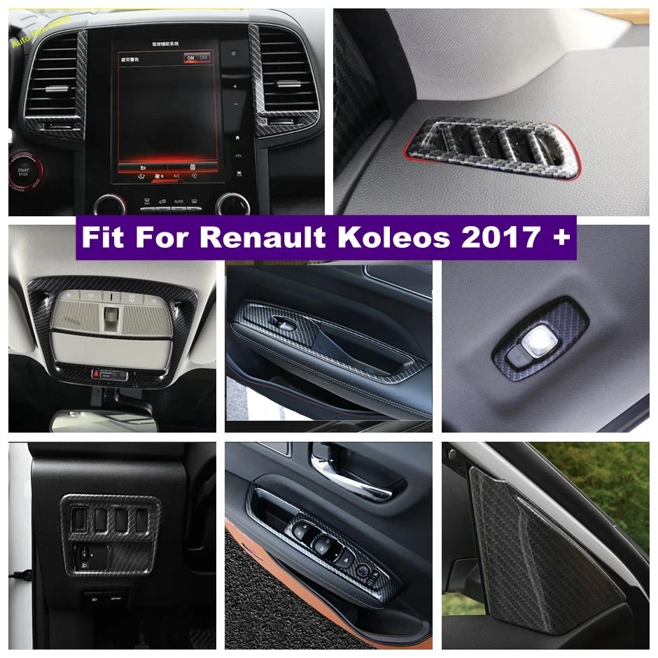 

ABS Carbon Window Lift Head Light Water Cup Holder Air Outlet AC Vent Cover Trim For Renault Koleos 2017 - 2022 Car Accessories