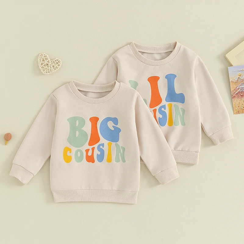 2023-08-22 Lioraitiin 0-5Y Sisters Brother Matching Outfits Toddler Baby Letter Print Long Sleeve Crewneck Sweatshirt Clothes