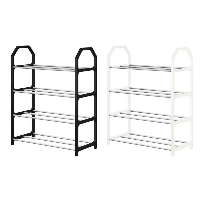 4 Tier Shoe Rack Stainless Steel Shoe Rack Free Standing Shoe Cabinet Storage Large Capacity Space Saver Shoe Storage Shelf