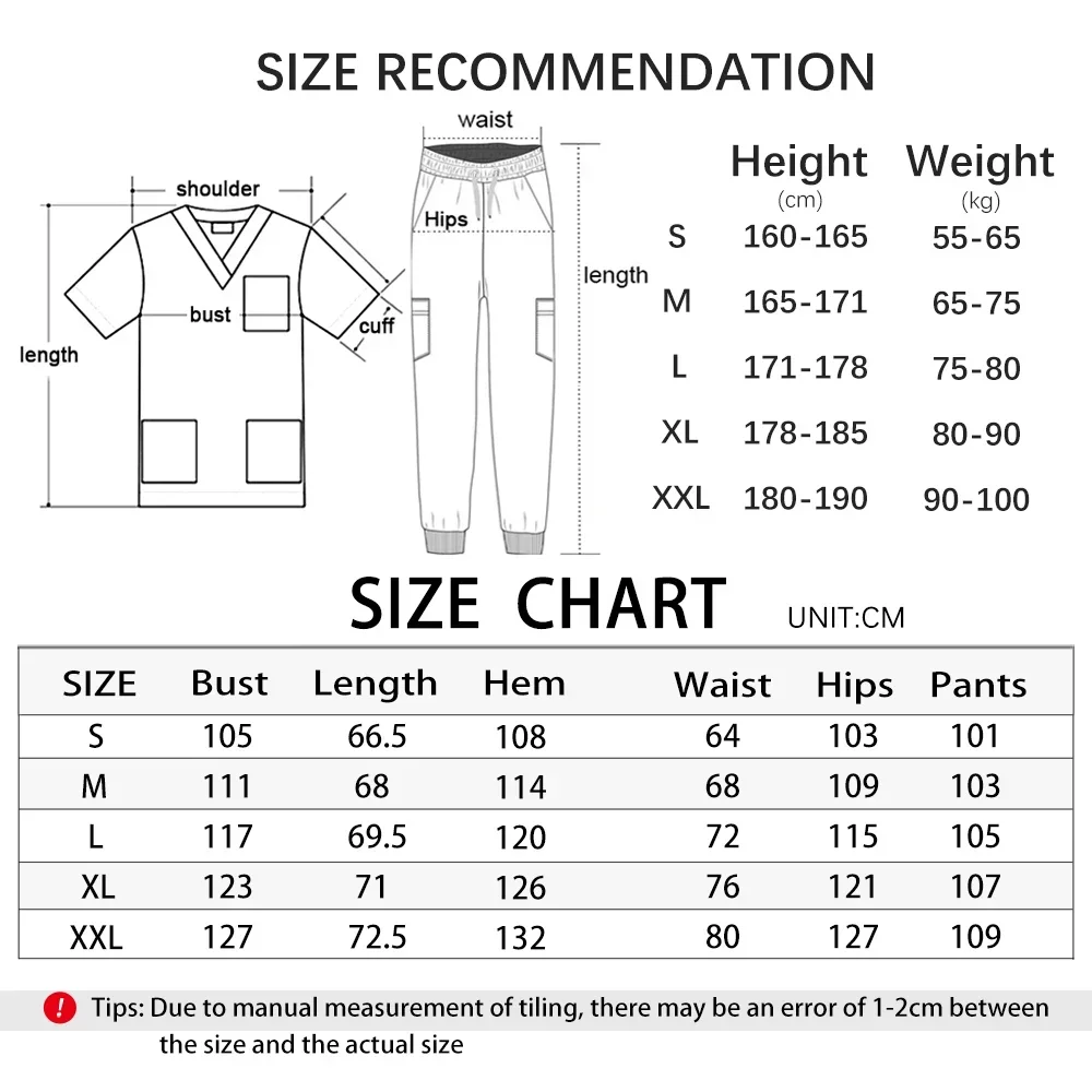 High-quality High Waist Surgical Uniforms Medical Nurse Uniform Frosted Pocket Top with Elastic Wrinkle Resistant Slim Fit Pants