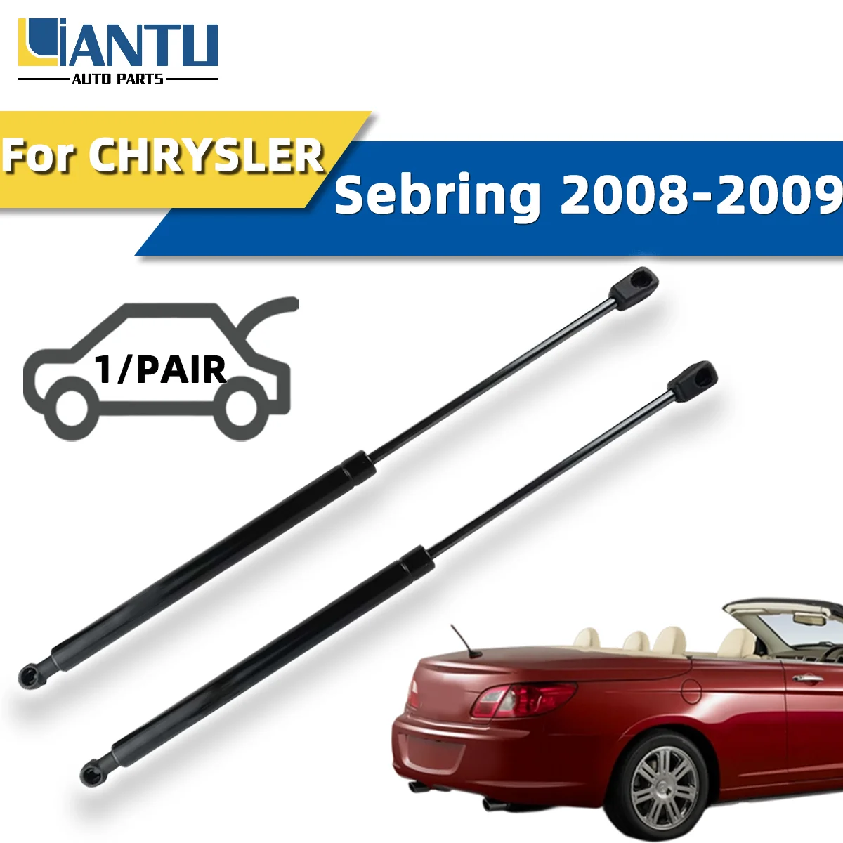 Image of 1 Paar Kofferraum-Gasdruckfedern für Chrysler Sebring 2008-2009, hintere Stoßdämpferstrebe, Druckstange, OE 5074535AB, farbenfroher Stil