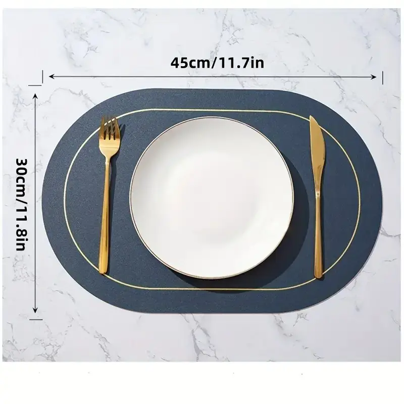 Table Leather Placemats Set of 1/4/6pcs,Washable for Dining,Heat-Resistant Non-Slip Insulation Waterproof Place Mats - 5