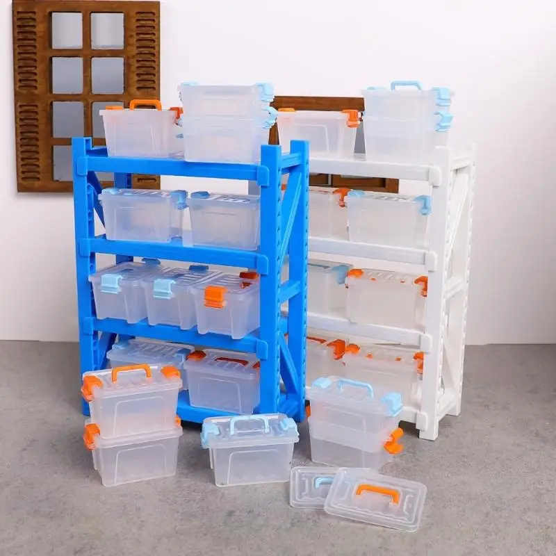 

MultiTier Doll House Storage Shelf Box For Miniature Toy And Model Display Warehouse Scene Setting Accessories A2UB