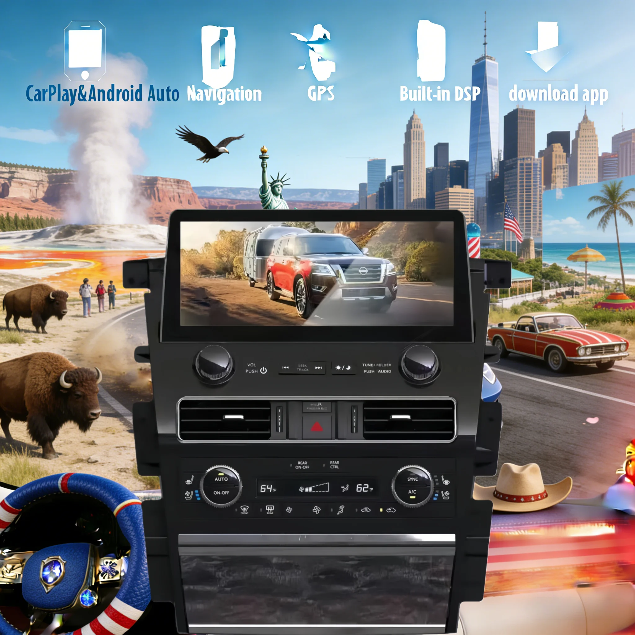 X 12.3 CarPlay Auto Android 14 Car Radio For Nissan Armada Patrol Y62 Y63 SE XE QX56 QX80 2010-2021 GPS Multimedia Stereo Player