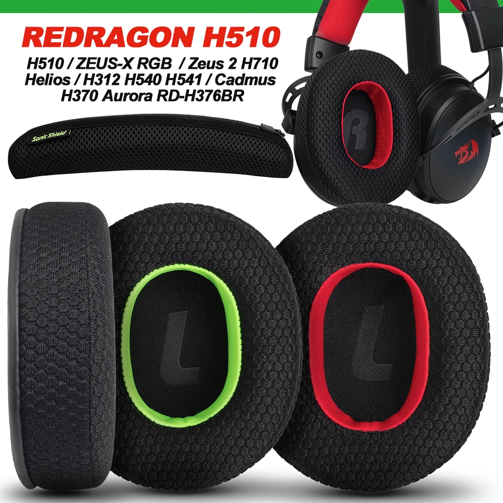 Earphone Pads For REDRAGON H312 H370 H510 710 ZEUS-X H540 H541 H376BR Aurora Replacement Earmuffs Cloth Memory Sponge Protein