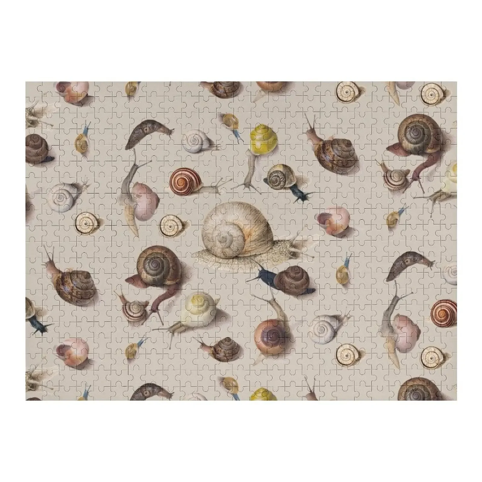 สวนหอยทาก สัตว์น่ารัก ภาพวาดสีน้ำของหอยทาก ศิลปะจิ๊กซอว์ งานศิลปะ ของเล่นจิ๊กซอว์แบบส่วนตัวสำหรับเด็ก