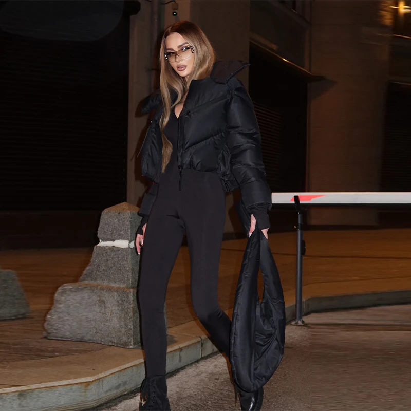 Abrigo de algodón grueso y cálido de lujo a la moda para mujer, Chaqueta corta con solapa ajustada informal elegante para invierno, prendas de vestir versátiles de Color puro