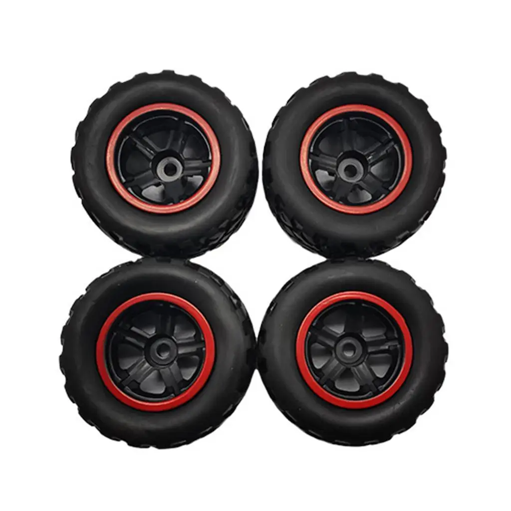 RC Car Rubber Tire Tyres 17mm Hex Wheels for WPL D12 1/12 Scale Offroad 4x4 Truck Replacement Parts Set of