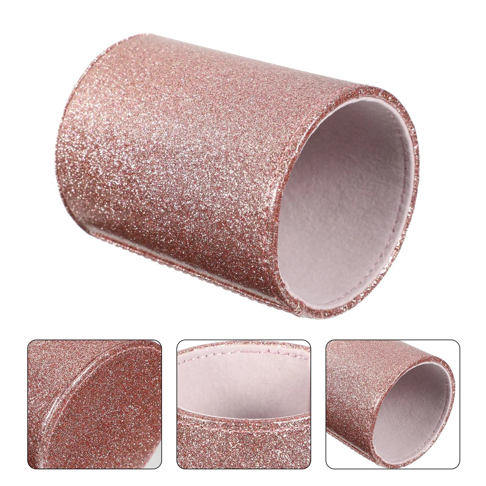 

Rose Gold Makeup Brush Holder PU Brush Storage Bucket Compact Pen Organizer Multifunctional Travel Makeup