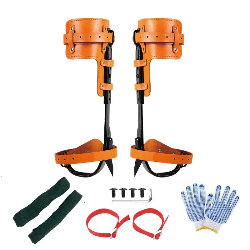 Adjustable upright tree climbing tools, full cowhide crutches, tree picking, foot ties, catching wasps, iron shoe buckles