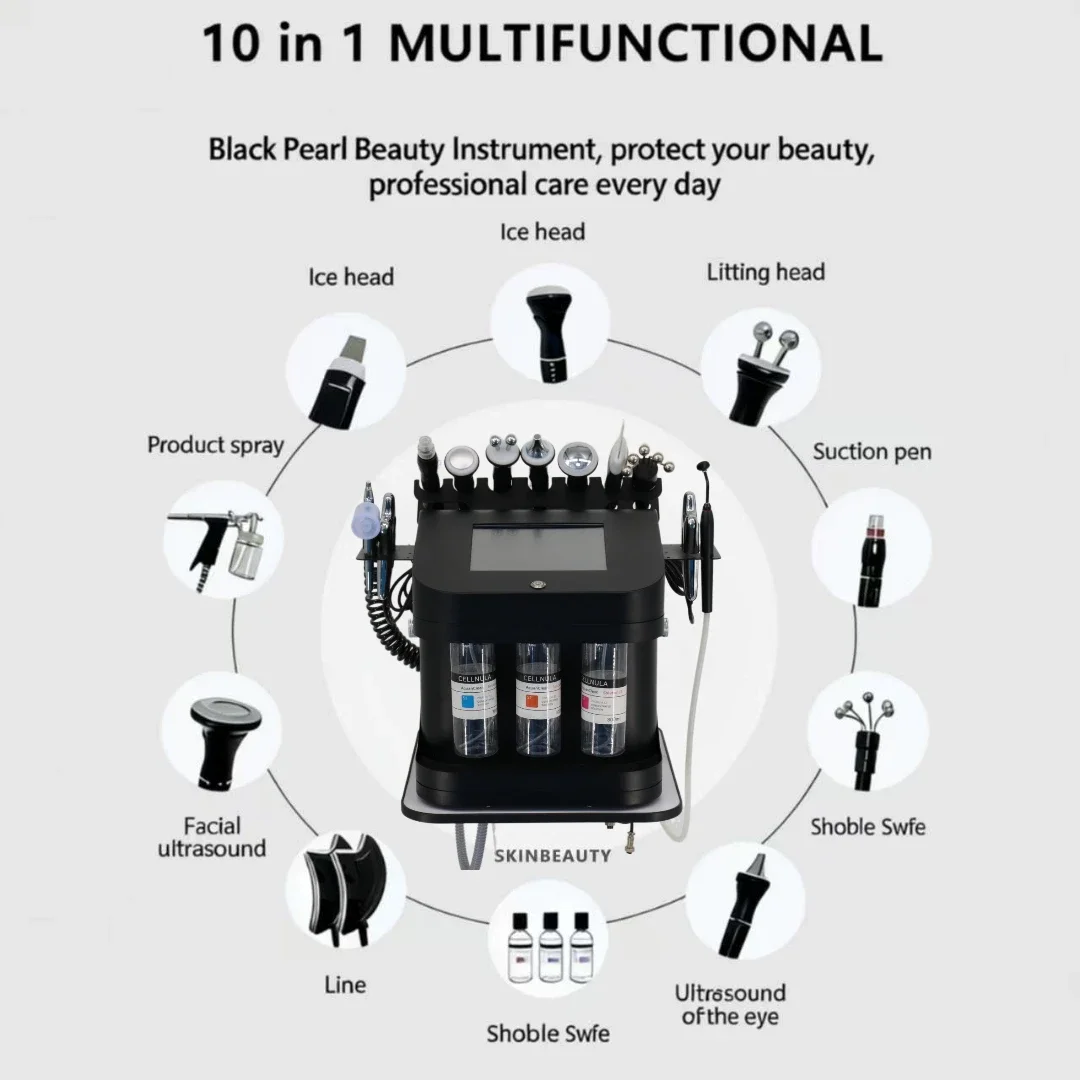 10 In 1 Multifunction Facial Skin Care Machine – RF, Ultrasonic, Microcurrent, LED – Skin Tightening, Lifting & Rejuvenation – C