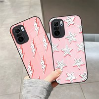 Preppy Stars Pink Phone Case Tempered Glass For Xiaomi Redmi Note 10 13 11 9 8 11S T Poco M4 F3 X3 Pro Coque