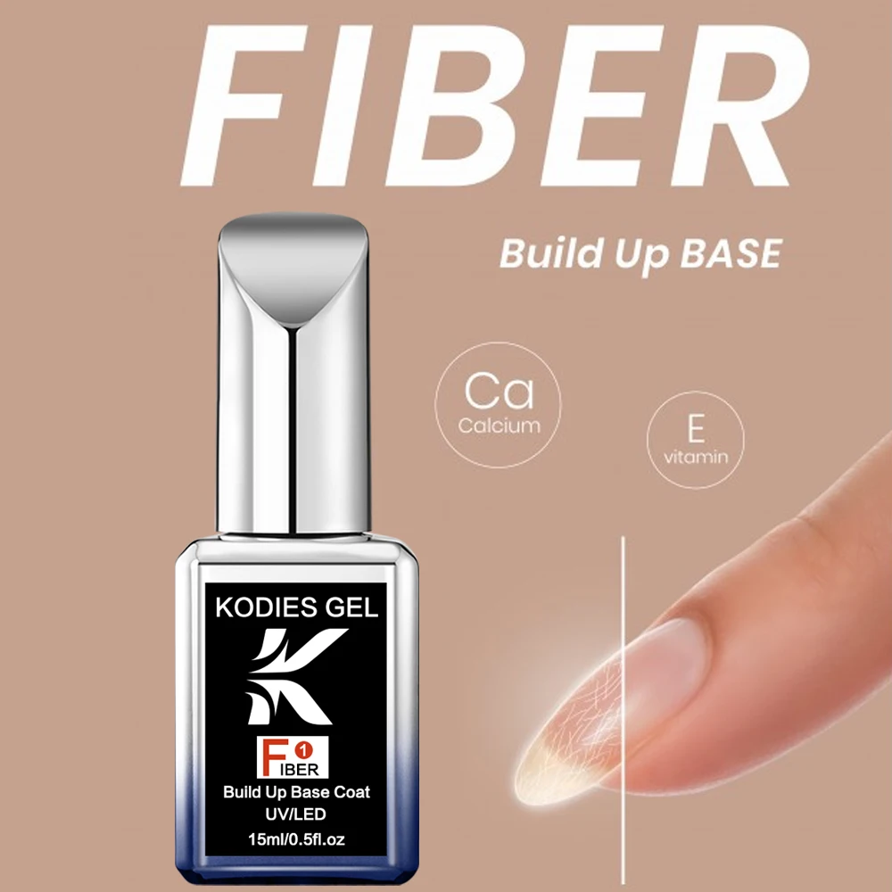 KODIES GEL Fiber Base Coat Clear Strong Builder Nail Gel Polish Calcium Nail Strengthener for Repair Broken Nails Manicure Care
