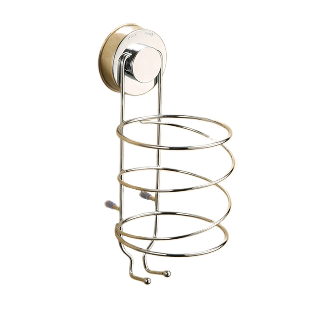 

Hair Dryer Metal Wall Mounted Dryer Holder Storage Rack Easy Install Suction Cup Bathroom Accessory Spiral Design