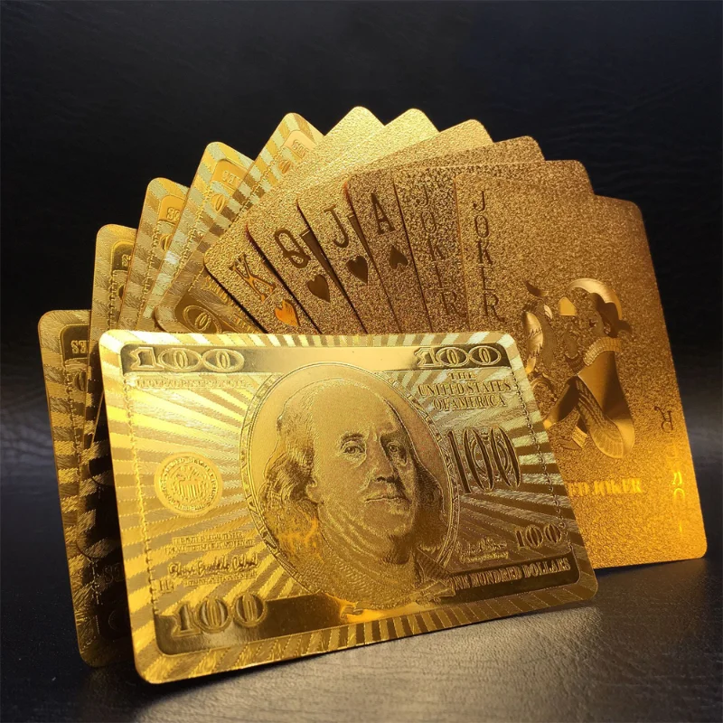 

Пластиковые покерные настольные игральные карты, креативные матовые, водонепроницаемые, золотое покрытие, доллар ПВХ, европейские сетчатые печатные карты