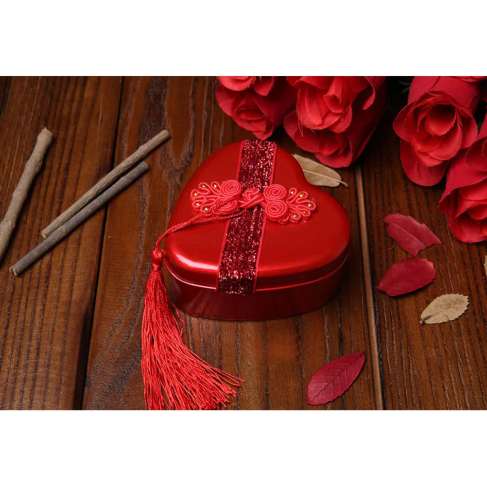 

3pcs Heart Shape Tinplate Candy Chinese Style Wedding Gift Packaging Retro Durable Gift Boxes For Wedding Engagement Celebration