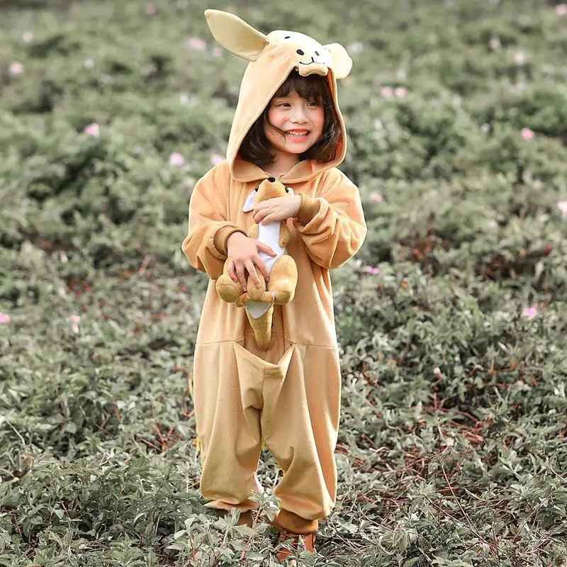 

Children Boys Girls Animals Kangaroo Hooded Jumpsuit Doll Set Kids Halloween Role Play Dress Up Cosplay Costume