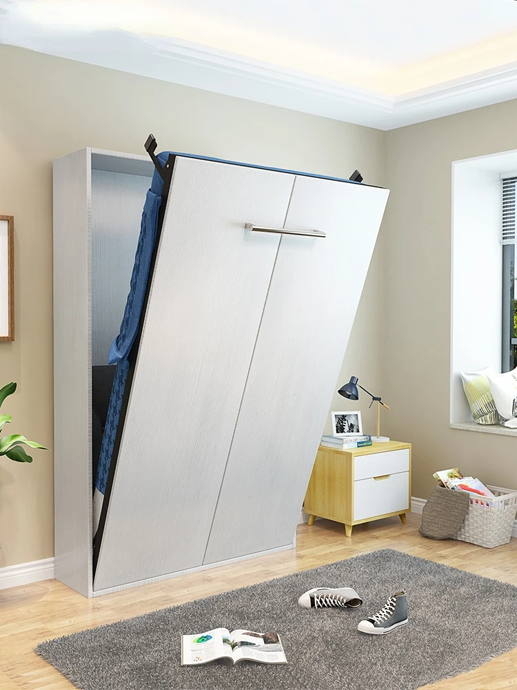 Invisible bed wall bed wardrobe integrated study folding bed side flip multifunctional hidden bed