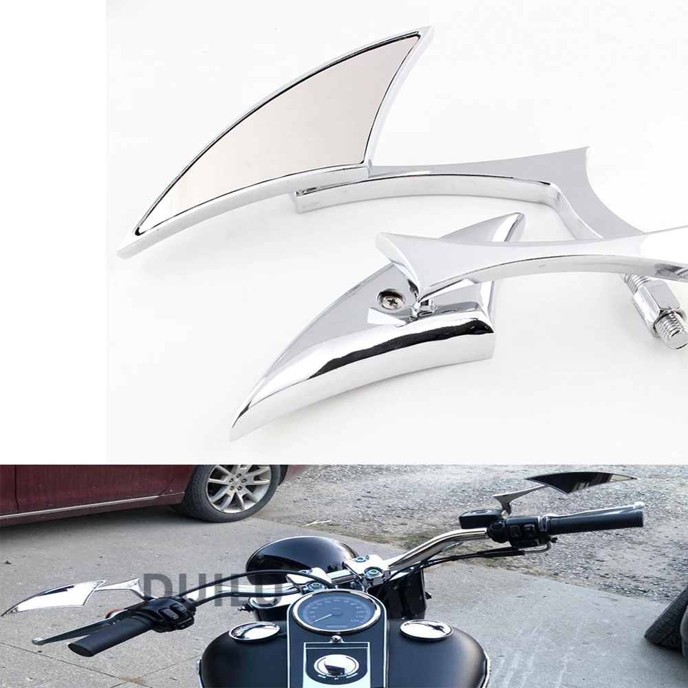 

8MM 10MM Aluminum Spear Blade Side Mirrors Universal Motorcycle Side Rearview Mirrors For Harley Kawasaki Cruiser Chopper