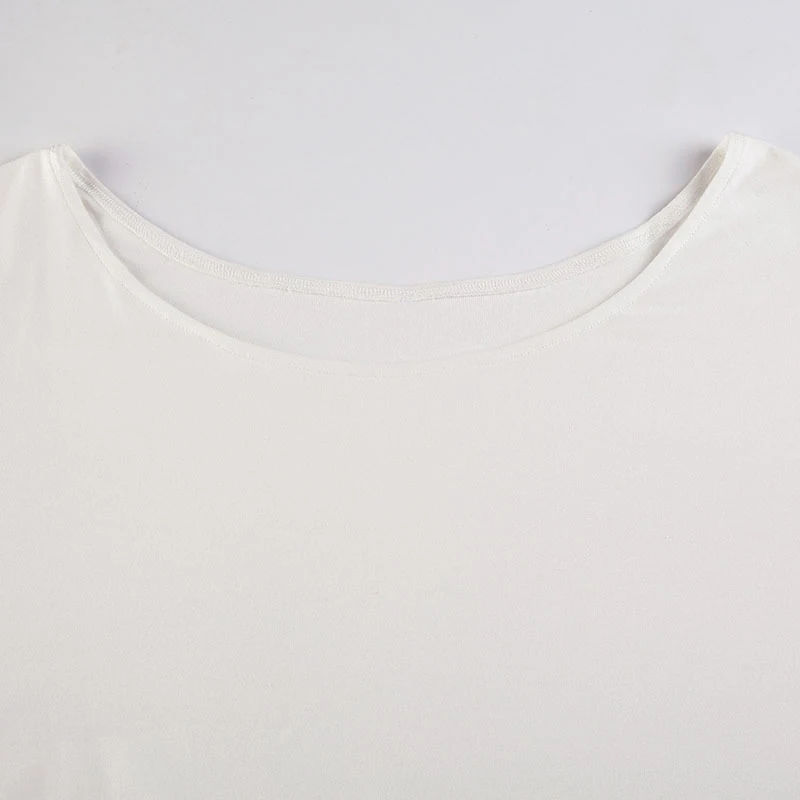 Streetwear Off-shoulder Crop Top Vintage 2000s White Long Sleeve Loose T Shirts Women Casual Autumn Y2K T-shirt Harajuku
