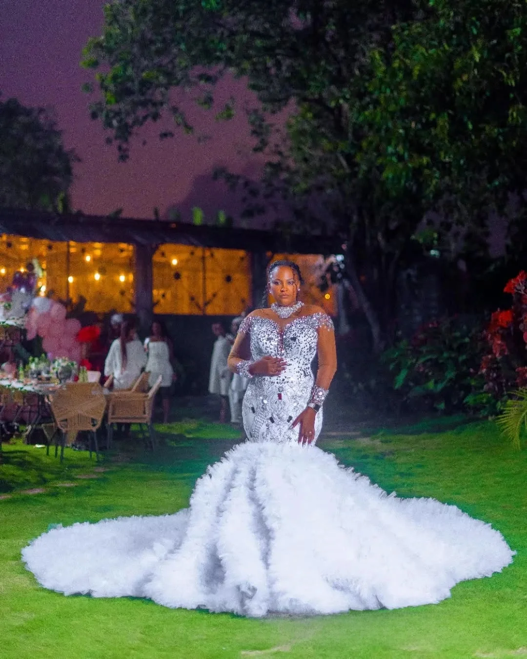 

Индивидуальное свадебное платье-русалка класса люкс с высоким воротником, кристаллами и бисером, больших размеров, с длинными рукавами и многоярусной юбкой, Vestidos De Novia